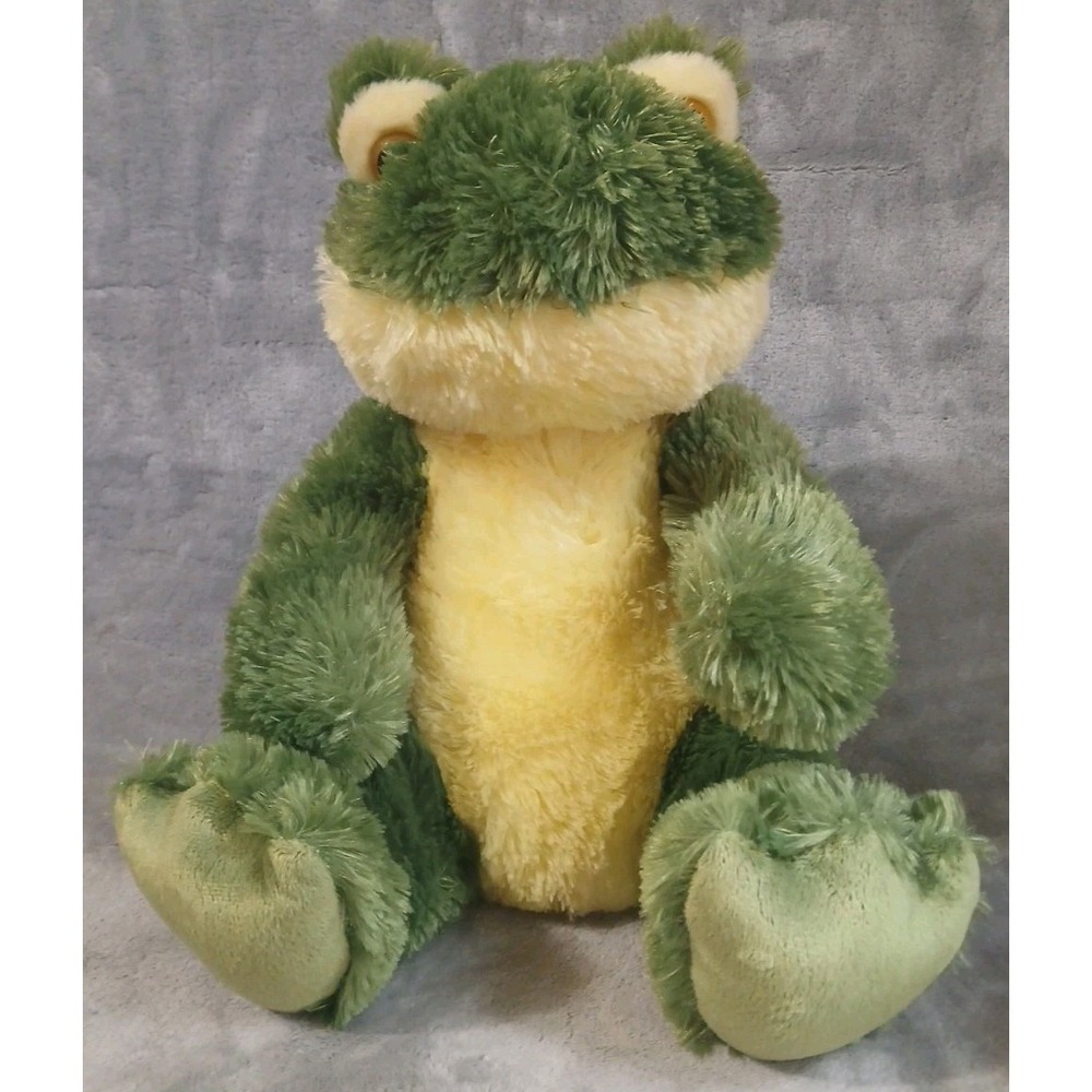 Aurora‎ Green Frog 12" Plush Sitting Stuffed Animal Toy 2020 Yellow Belly